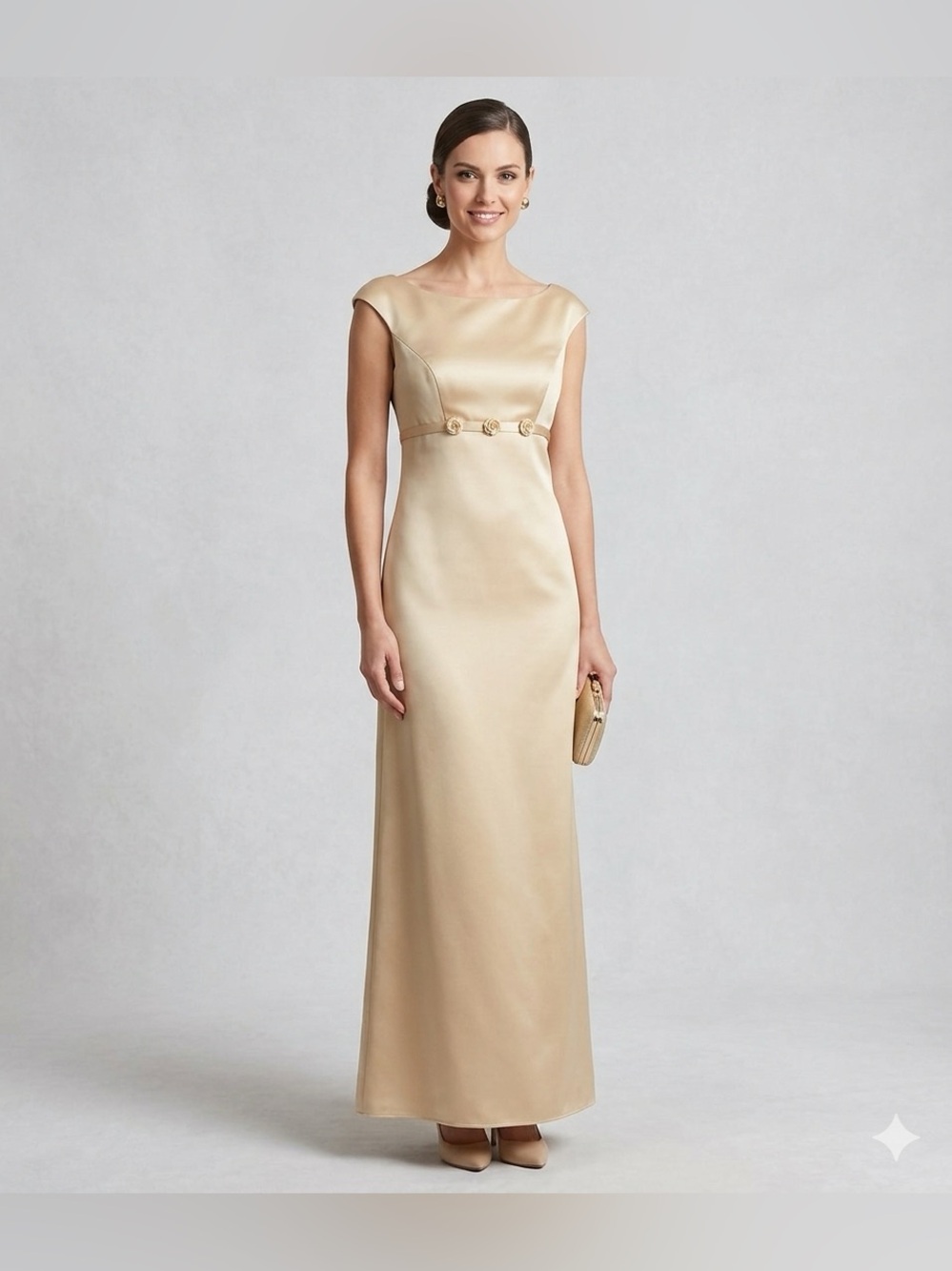 Alfred Angelo Formal Prom Weddings Dress Sz 9/10 Maxi Embellished Gold Tone